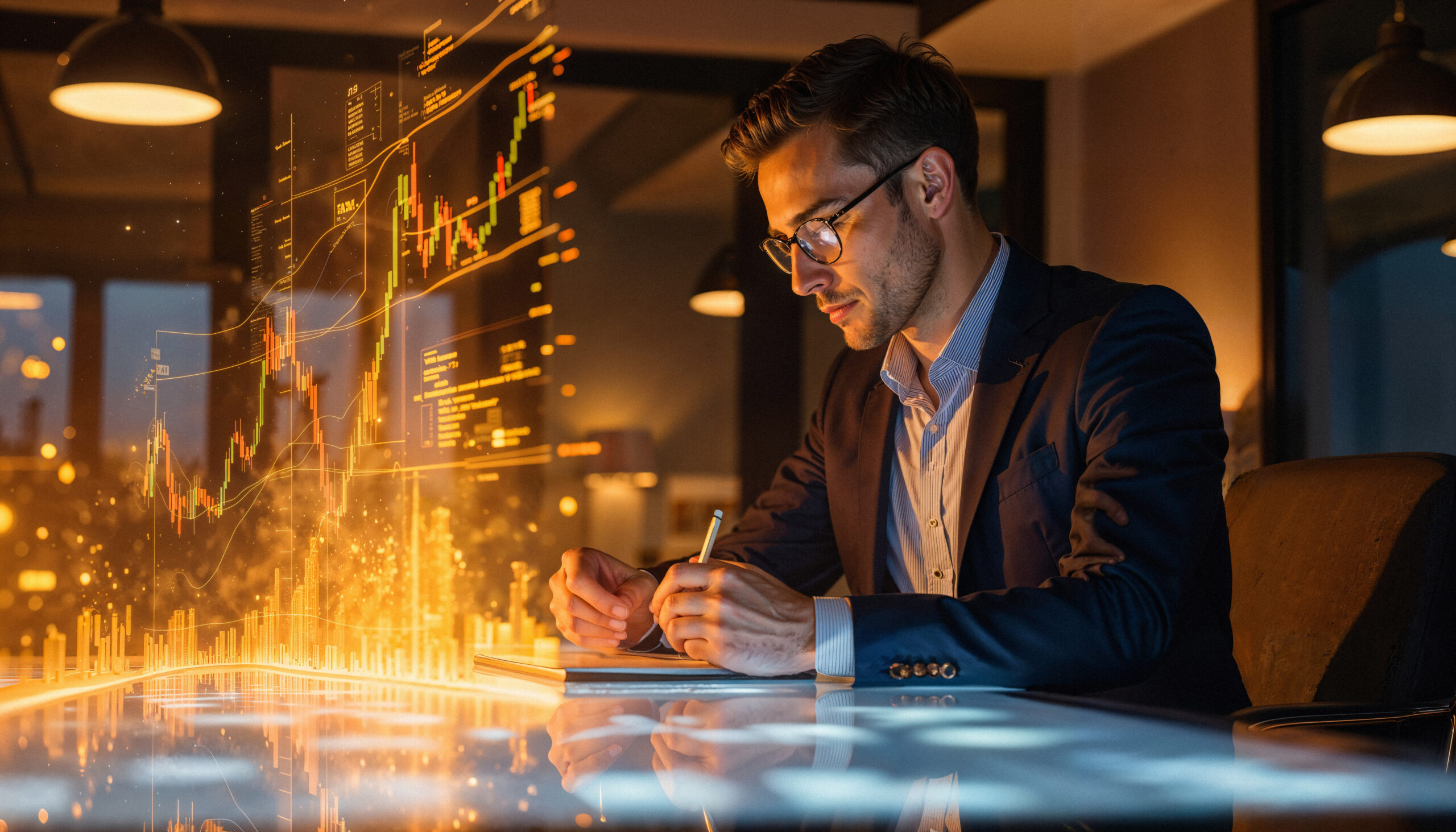 financial analyst analyzing stock market data