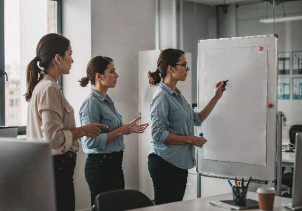 businesswomen discussing project office (1)
